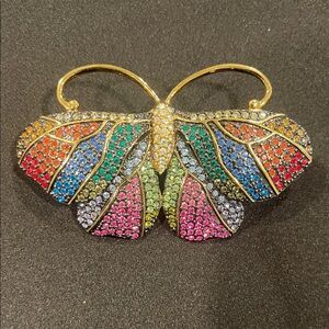 Joan Rivers Vibrant Butterfly Brooch with Gold Accents